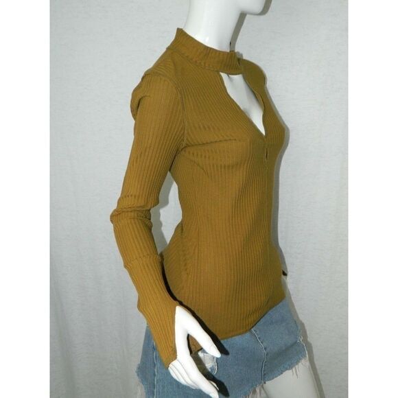 Free People Camo Keyhole Cutout Ribbed Tunic Top S - Picture 4 of 8